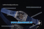 Richard Mille RM 055 Miyota 9015 Automatic PVD Case with Skeleton Dial Dot Markers and Blue Rubber Strap