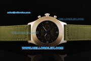 Panerai Radiomir Mare Nostrum Chronograph Swiss Valjoux 7750 Manual Winding Movement Steel Case with Black Dial and Green Strap Panerai Radiomir Mare Nostrum Chronograph Swiss Valjoux 7750 Manual Winding Movement Steel Case with Black Dial and Green Strap