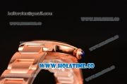 Cartier Rotonde De Miyota Quartz Rose Gold Case/Bracelet with Blue Dial and White Roman Numeral Markers