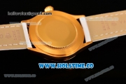 Rolex Cellini Time Asia 2813 Automatic Yellow Gold Case with White Dial White Leather Strap and Stick Markers