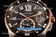 Cartier Calibre de Cartier Swiss ETA 2824 Automatic Rose Gold/Steel Case with Black Dial and White Roman Numeral Markers (ZF)