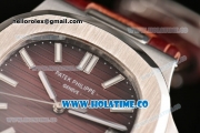 Patek Philippe Nautilus Miyota 9015 Automatic Steel Case with White Stick Markers and Brown Dial (BP)