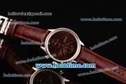 IWC Portuguese Chrono Swiss Valjoux 7750 Automatic Steel Case with Brown Leather Strap and Silver Numeral Markers