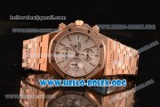 Audemars Piguet Royal Oak Chronograph Miyota OS10 Quartz Rose Gold Case with White Dial and Rose Gold Bracelet