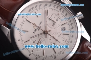 Breitling Transocean Chrono Swiss Valjoux 7750 Automatic Steel Case with White Dial and Brown Leather Strap