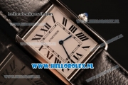 Cartier Tank Solo Swiss Quartz Movement Steel Case with White Dial and Black Leather Strap - 1:1 Origianl (ZF)