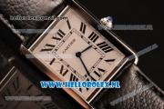 Cartier Tank Solo Swiss Quartz Movement Steel Case with White Dial and Black Leather Strap - 1:1 Origianl (ZF)