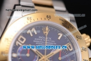 Rolex Daytona Clone Rolex 4130 Automatic Two Tone Case/Bracelet with Blue Dial and Arabic Numeral Markers (EF)