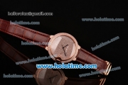 Cartier Ballon Bleu de Cartier Swiss ETA 2892 Automatic Rose Gold Case with Brown Leather Strap and Diamond Dial