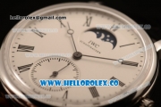 IWC Portofino Vintage Moonphase Asia 6497 Manual Winding Steel Case with White Dial and Black Leather Strap - (AAAF)