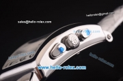 Franck Muller Long Island Chronograph Miyota Quartz Movement Steel Case with White Dial and White Leather Strap