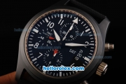 IWC Pilot's Watch TOP GUN Swiss Valjoux 7750 Automatic Movement Full Ceramic Case with Black Dial - White Numeral Markers and Black Nylon Leather Strap