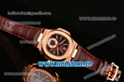 Patek Philippe Nautilus Chrono Swiss Valjoux 7750 Automatic Rose Gold Case with Stick Markers and Brown Dial - 1:1 Original (BP)