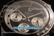 Rolex Daytona Vintage Edition Chrono Miyota OS20 Quartz Steel Case with Steel Bezel and Black Leather Strap