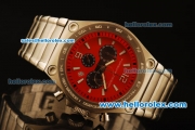 Ferrari Chronogaph Swiss ETA Quartz Full Steel with Red Dial and 7750 Coating