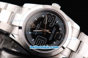 Rolex Oyster Perpetual Air-King Swiss ETA 2836 Automatic Movement Silver Case with Black Dial and SS Strap