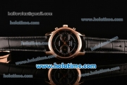 Omega De Ville Co-Axial Chronograph VK Quartz Movement Rose Gold Case and Black Leather Strap with Black Dial