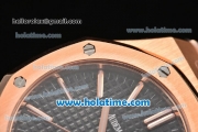 Audemars Piguet Royal Oak Swiss ETA 2824 Automatic Full Rose Gold with Sitck Markers and Black Dial - 1:1 Original