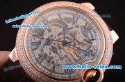 Cartier Ballon Bleu De Automatic Steel Case with Diamond Bezel and Skeleton Dial-Roman Markers