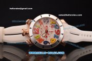 Gaga Milano Chrono 48 Miyota OS20 Quartz Rose Gold Case with Steel Bezel and Colorful Numeral Markers