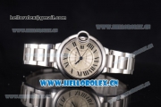 Cartier Ballon Bleu Medium Asia Automatic Stainless Steel Case/Bracelet with Silver Dial and Roman Numeral Markers (YF)