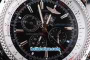 Breitling for Bentley Big Date Automatic Silver Case with Black Dial and SS Strap