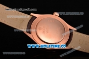 Rolex Cellini Time Asia 2813 Automatic Rose Gold Case with Brown Leather Strap Stick Markers and White Dial (BP)