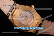 Audemars Piguet Royal Oak 41 Clone AP Calibre 3120 Automatic Yellow Gold Case with Black Dial Stick Markers and Black Leather Strap (BP)