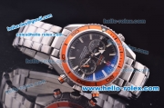Omega Seamaster Chronograph Miyota Quartz Full Steel with Orange Bezel and Black Dial-7750 Coating