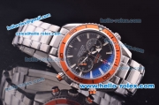 Omega Seamaster Chronograph Miyota Quartz Full Steel with Orange Bezel and Black Dial-7750 Coating