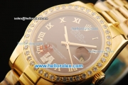 Rolex Datejust Oyster Perpetual Automatic Movement Full Gold with Roman Numeral Markers and Diamond Bezel