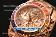 Rolex Daytona Rainbow EF Clone Rolex 4130 All Diamond Dial All Rose Gold 116595RBOW dpgcs(EF)