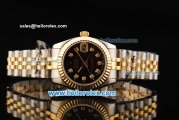 Rolex Datejust Oyster Perpetual Automatic Movement Black Dial with Diamond Markers and Two Tone Strap-Lady Model