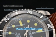 Rolex Sea-Dweller Vintage Asia 2813 Automatic Steel Case with Black Dial Yellow Markers and Brown Nylon Strap