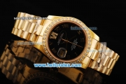 Rolex Datejust Oyster Perpetual Automatic Movement Full Gold with Black Dial and Diamond Bezel