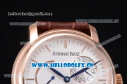 Audemars Piguet Jules Audemars Dual Time Asia ST25 Automatic Rose Gold Case Silver Dial Stick Markers and Brown Leather Strap