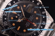 Rolex GMT Master Vintage Asia 2813 Automatic Black Bezel with Black Dial and Steel Bracelet-Orange Markers