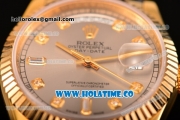Rolex Day-Date Asia 2813/Swiss ETA 2836/Clone Rolex 3135 Automatic Yellow Gold Case with Diamonds Markers and Grey Dial (BP)