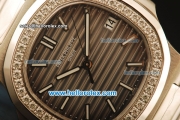 Patek Philippe Nautilus Swiss ETA 2824 Automatic Steel Case with Diamond Bezel and Grey Dial-Steel Strap 1:1 Original