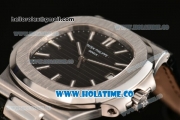 Patek Philippe Nautilus Miyota 9015 Automatic Steel Case with White Stick Markers and Black Dial (BP)