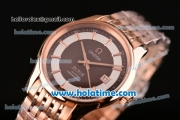 Omega De Ville Hour Vision Swiss ETA 2836 Automatic Rose Gold Case and Strap with Brown Dial