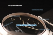 Panerai Luminor Base Pam 000 Asia 6497 Manual Winding Steel Case with Black Dial and Black Leather Strap