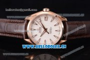 Omega Seamaster Aqua Terra 150 M Co-Axial Clone 8500 Automatic Rose Gold Case with White Dial Stick Markers and Brown Leather Strap (EF)