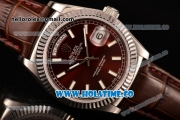 Rolex Day-Date Asia 2813/Swiss ETA 2836/Clone Rolex 3135 Automatic Steel Case with Stick Markers and Brown Dial (BP)