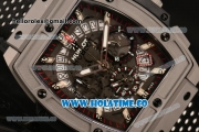 Hublot MP-06 Senna Chrono Miyota OS20 Quartz Steel Case with White Stick Markers Skeleton Dial and Leather Strap