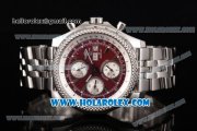 Breitling Bentley Motors Chrono Swiss Valjoux 7750 Automatic Steel Case/Bracelet with Red Dial and Silver Stick Markers (BP)