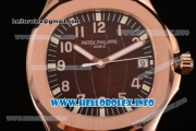 Patek Philippe Aquanaut Clone 3120 Automatic Rose Gold Case with Brown Dial Arabic Number Markers and Black Rubber Strap (BP)