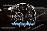 Cartier Calibre de Cartier ETA 2824 Automatic Steel Case with Black Dial Roman Numberal Markers and Black Rubber Strap