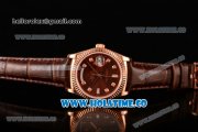 Rolex Day-Date Asia 2813/Swiss ETA 2836/Clone Rolex 3135 Automatic Rose Gold Case with Diamonds Markers and Brown Dial (BP)