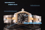 Cartier Roadster Swiss ETA 2892 Two Tone Case/Strap with Black Dial